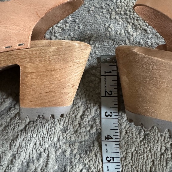 MIA Sweden Greta Leather Wood chunky Platform Clog Sandals Tan 39 / 9 - Picture 8 of 16